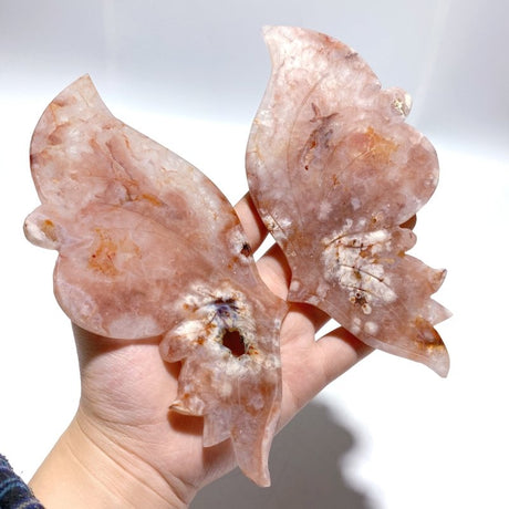Beautiful Sakura Flower Agate Butterfly Wing Carving With Stand - Wholesale Crystals
