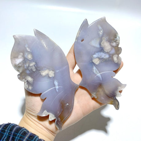 Beautiful Sakura Flower Agate Butterfly Wing Carving With Stand - Wholesale Crystals