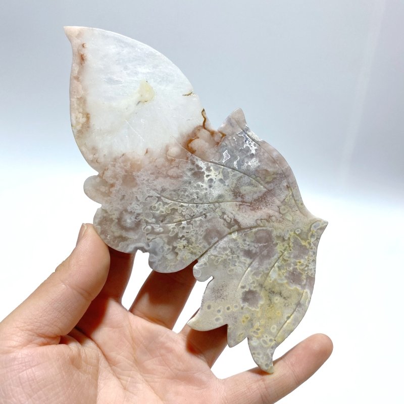 Beautiful Sakura Flower Agate Butterfly Wing Carving With Stand - Wholesale Crystals