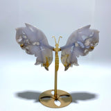 Beautiful Sakura Flower Agate Butterfly Wing Carving With Stand - Wholesale Crystals