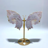 Beautiful Sakura Flower Agate Butterfly Wing Carving With Stand - Wholesale Crystals