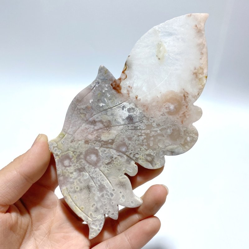 Beautiful Sakura Flower Agate Butterfly Wing Carving With Stand - Wholesale Crystals