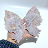 Beautiful Sakura Flower Agate Butterfly Wing Carving With Stand - Wholesale Crystals