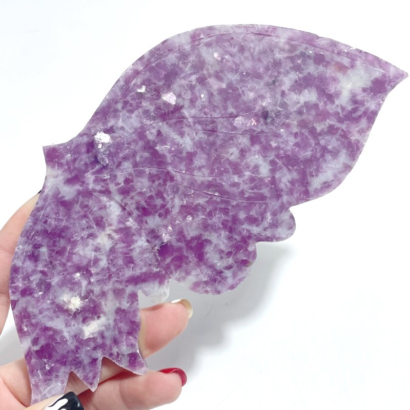 Beautiful Spark Lepidolite Butterfly Wing Carving With Stand - Wholesale Crystals