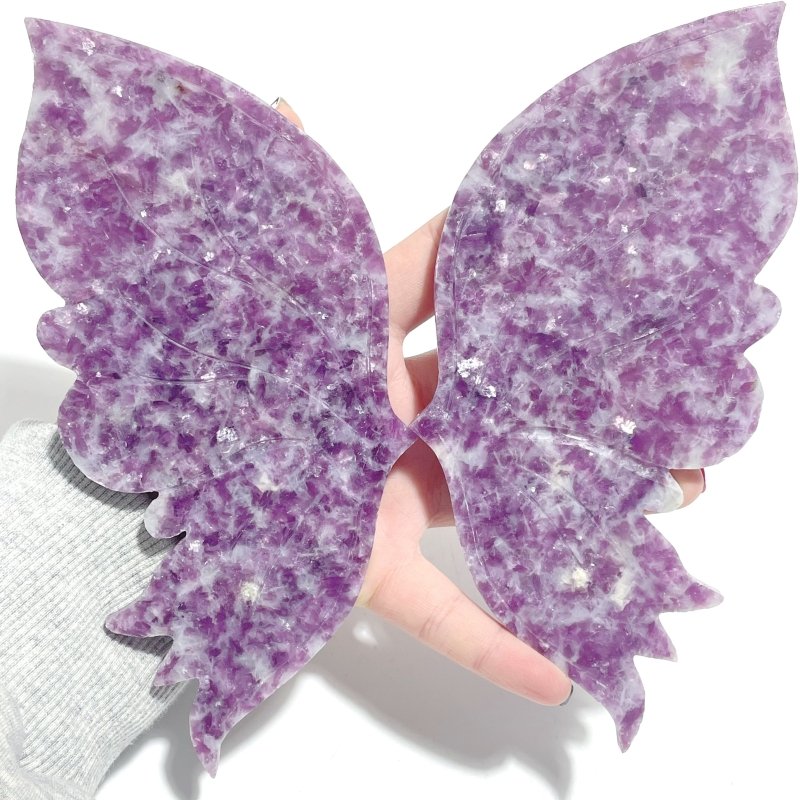 Beautiful Spark Lepidolite Butterfly Wing Carving With Stand - Wholesale Crystals