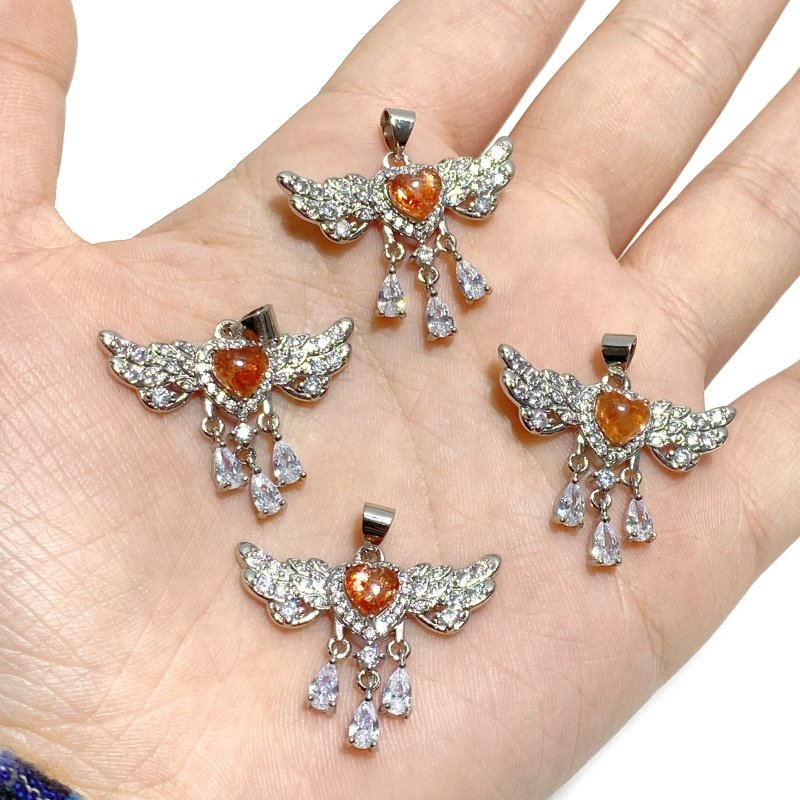 Beautiful Sunstone Heart Wing Pendants Wholesale - Wholesale Crystals