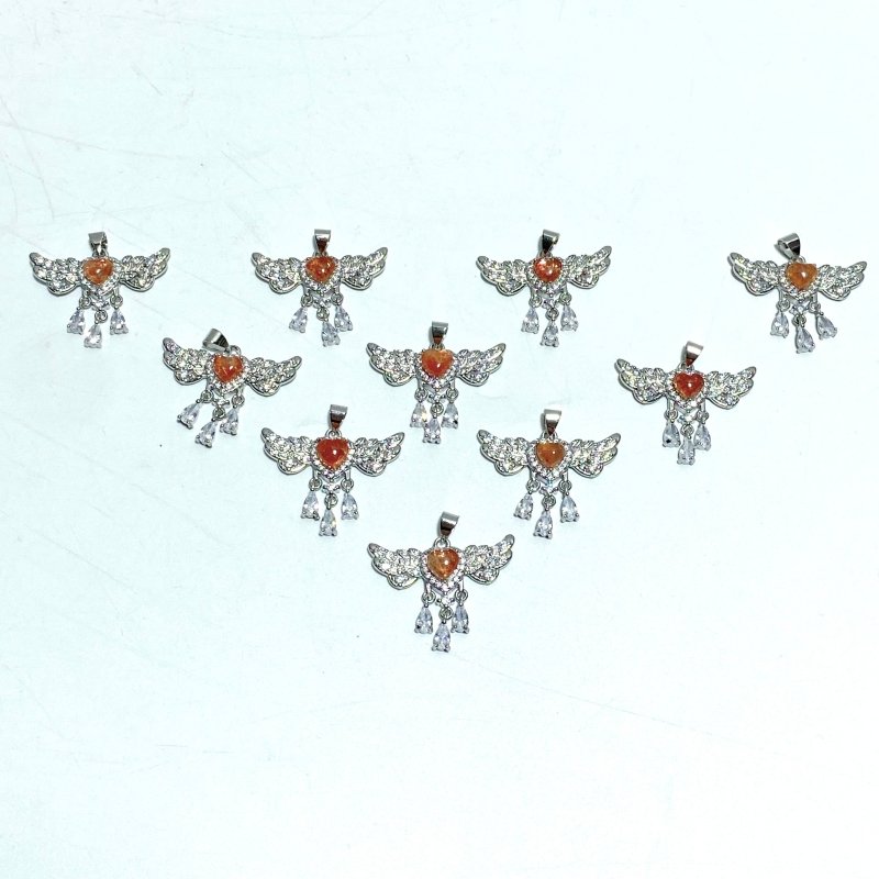 Beautiful Sunstone Heart Wing Pendants Wholesale - Wholesale Crystals