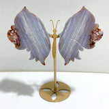 Beautiful Symmetric Agate Butterfly Wing Carving With Stand -Wholesale Crystals