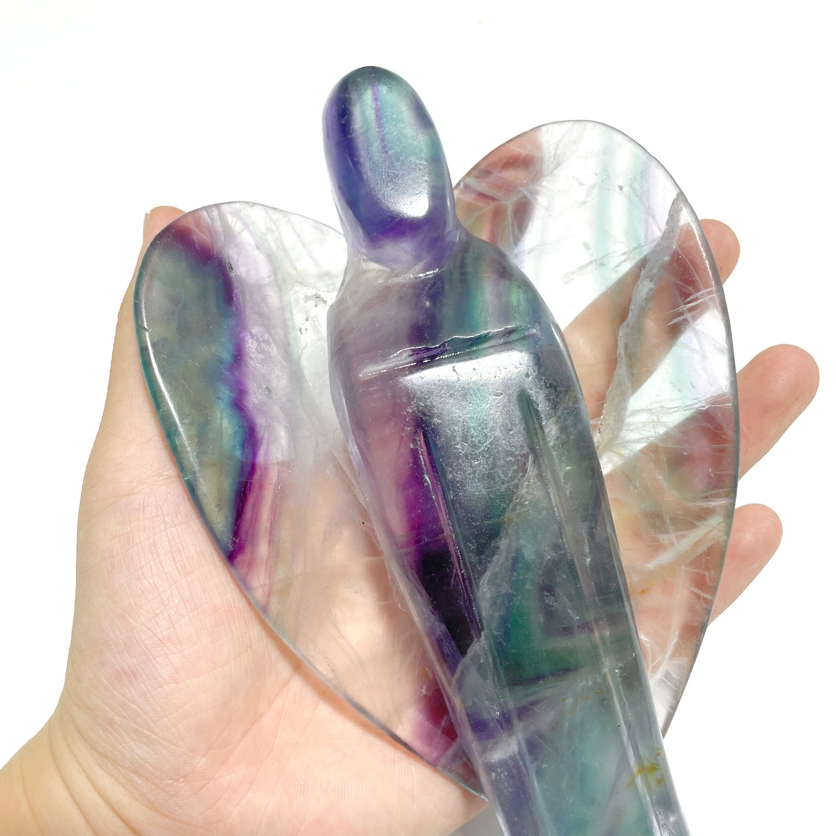 3 Pieces Large Rainbow Fluorite Angel Carving