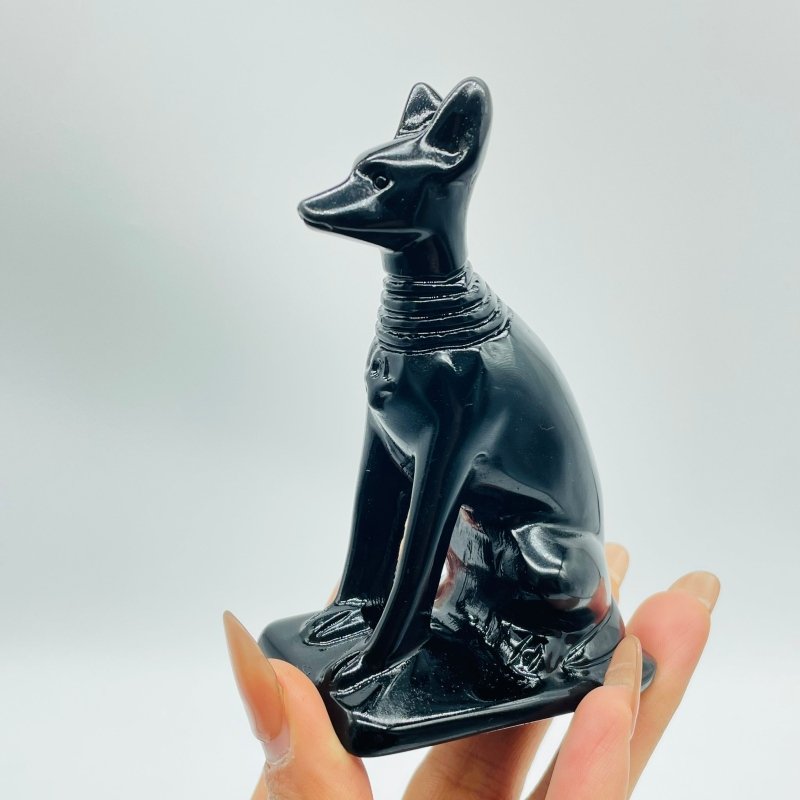 Black Obsidian Egyptian Anubis Dog Carving Wholesale - Wholesale Crystals