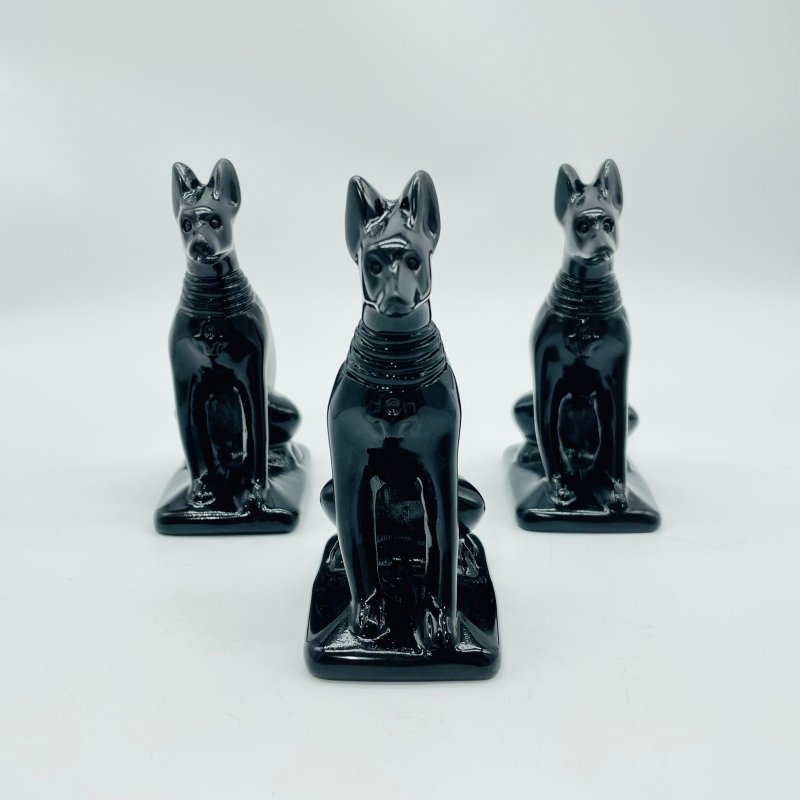 Black Obsidian Egyptian Anubis Dog Carving Wholesale - Wholesale Crystals