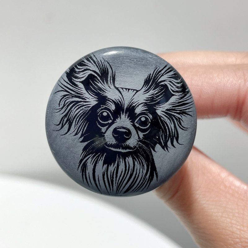 Black Obsidian Engraved Dog Car Air Vent Clips Wholesale Car Accessories - Wholesale Crystals