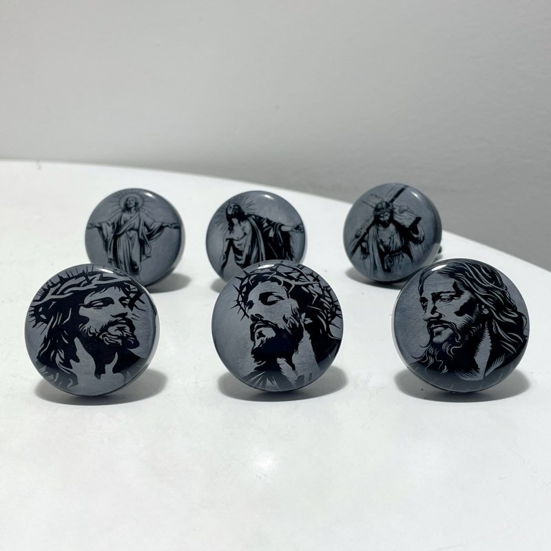 Black Obsidian Engraved Jesus Christ Car Air Vent Clips Wholesale Car Accessories - Wholesale Crystals