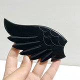 Black Obsidian Heart Wing Carving With Stand -Wholesale Crystals