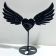 Black Obsidian Heart Wing Carving With Stand -Wholesale Crystals