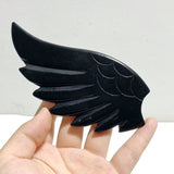 Black Obsidian Heart Wing Carving With Stand -Wholesale Crystals