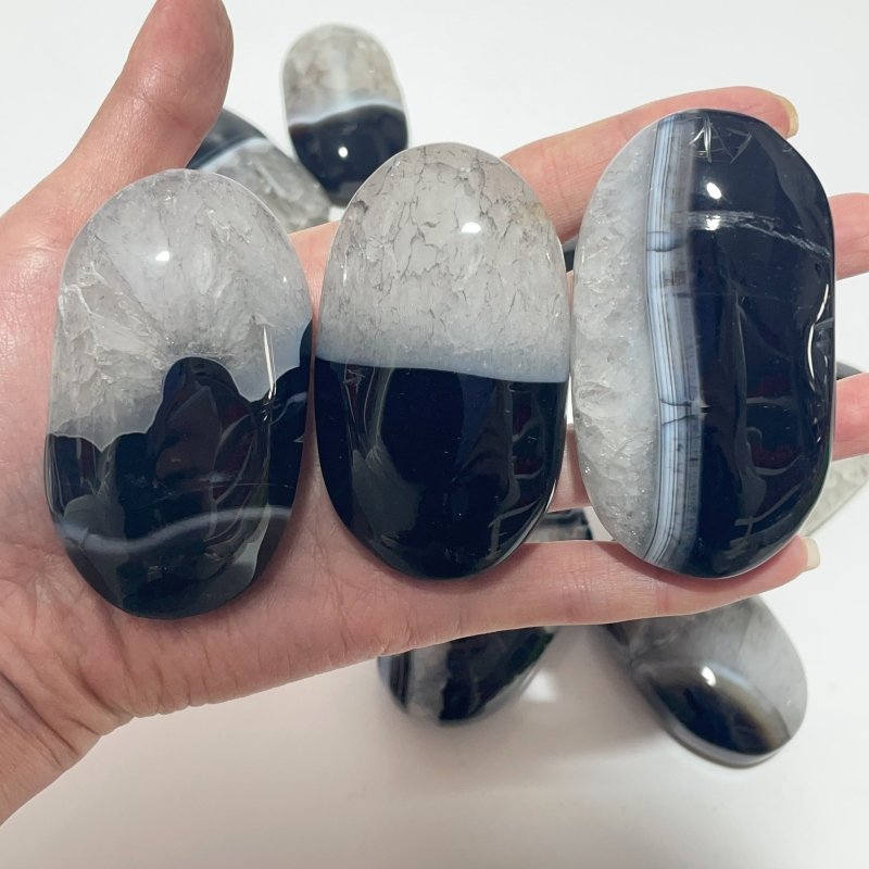 Black Stripe Agate Mixed Quartz Palm Wholesale Clearance -Wholesale Crystals