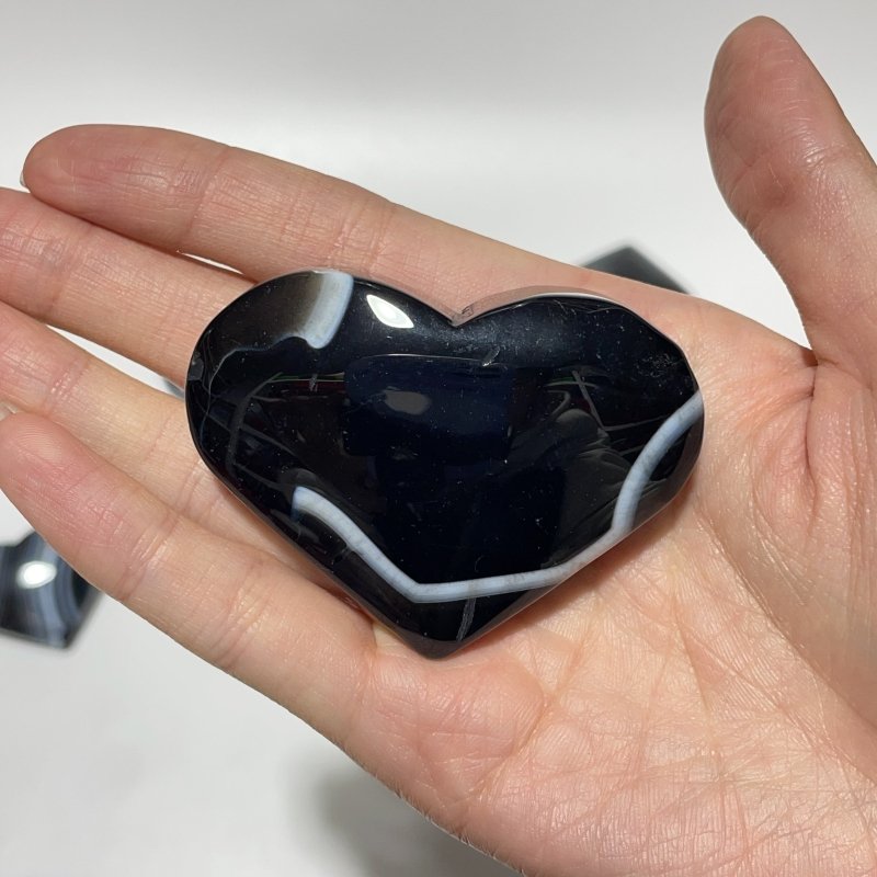 Black Stripe Agate Stone Heart Wholesale -Wholesale Crystals