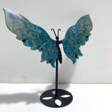 Blue Apatite Butterfly Wing Carving With Stand - Wholesale Crystals