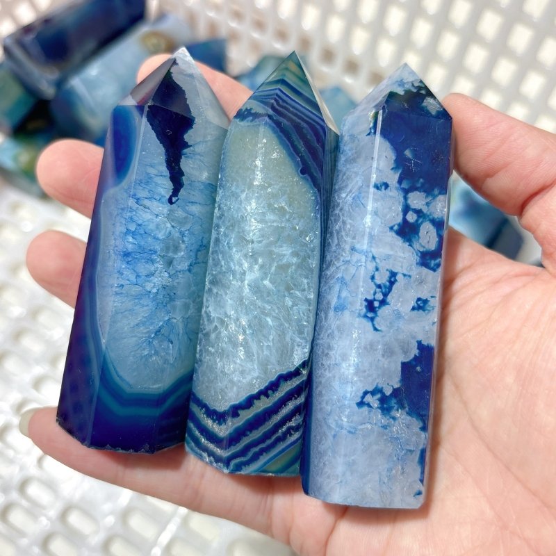 Blue Dyed Agate Tower Point Wholesale - Wholesale Crystals