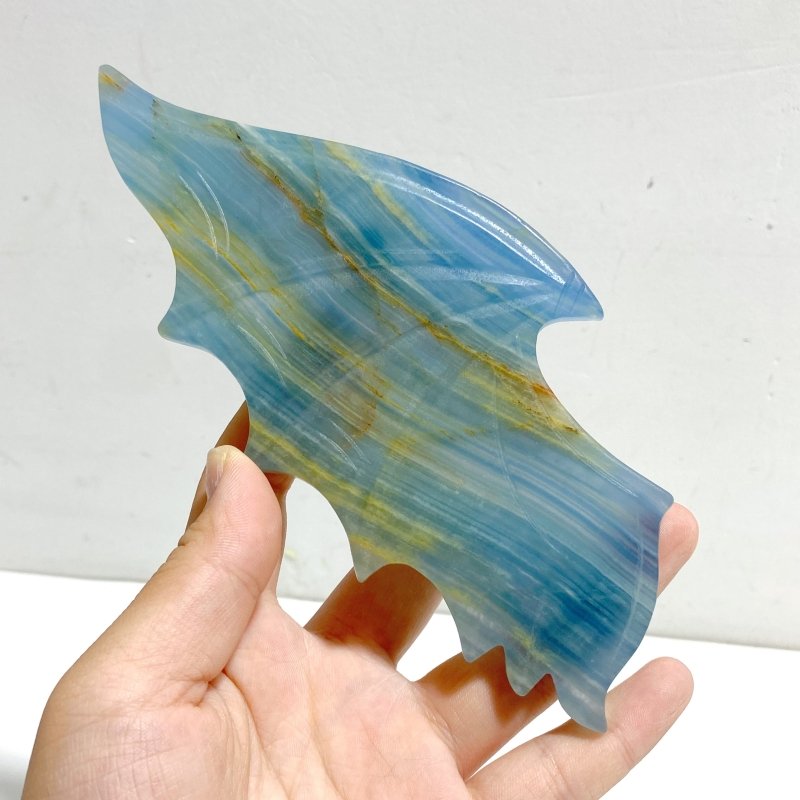 Blue Onyx Demon And Angel Wing Carving With Stand - Wholesale Crystals