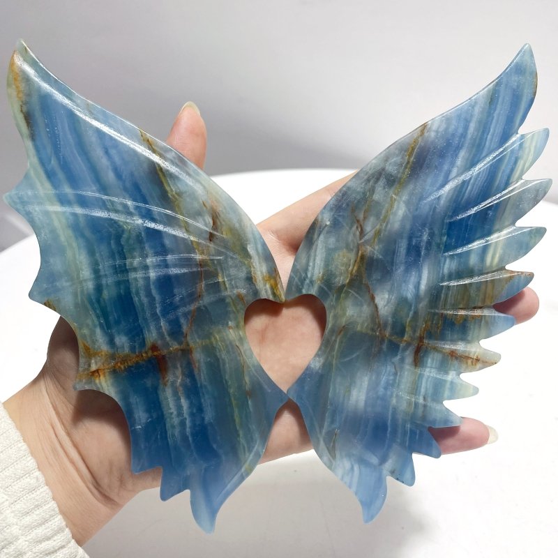 Blue Onyx Demon And Angel Wing Carving With Stand - Wholesale Crystals