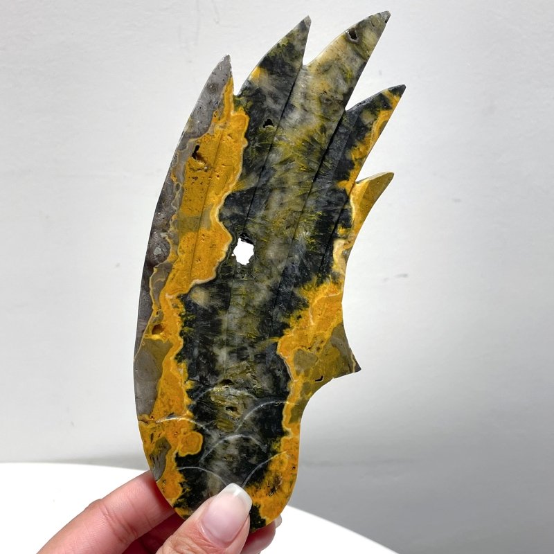 Bumble Bee Stone Jasper Angel Wing Carving With Stand - Wholesale Crystals