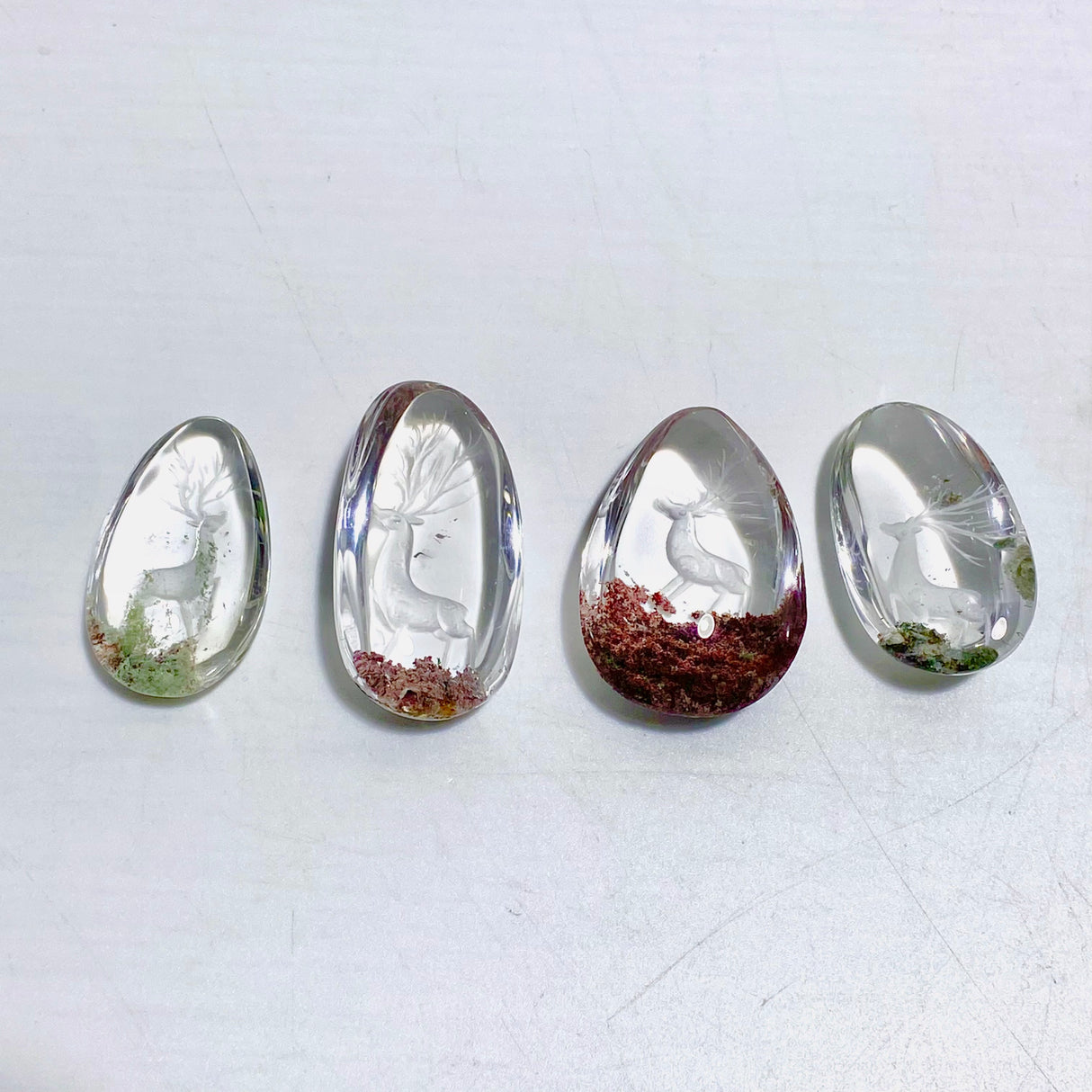 4 Pieces Deer Garden Quartz Inner Scene Carving