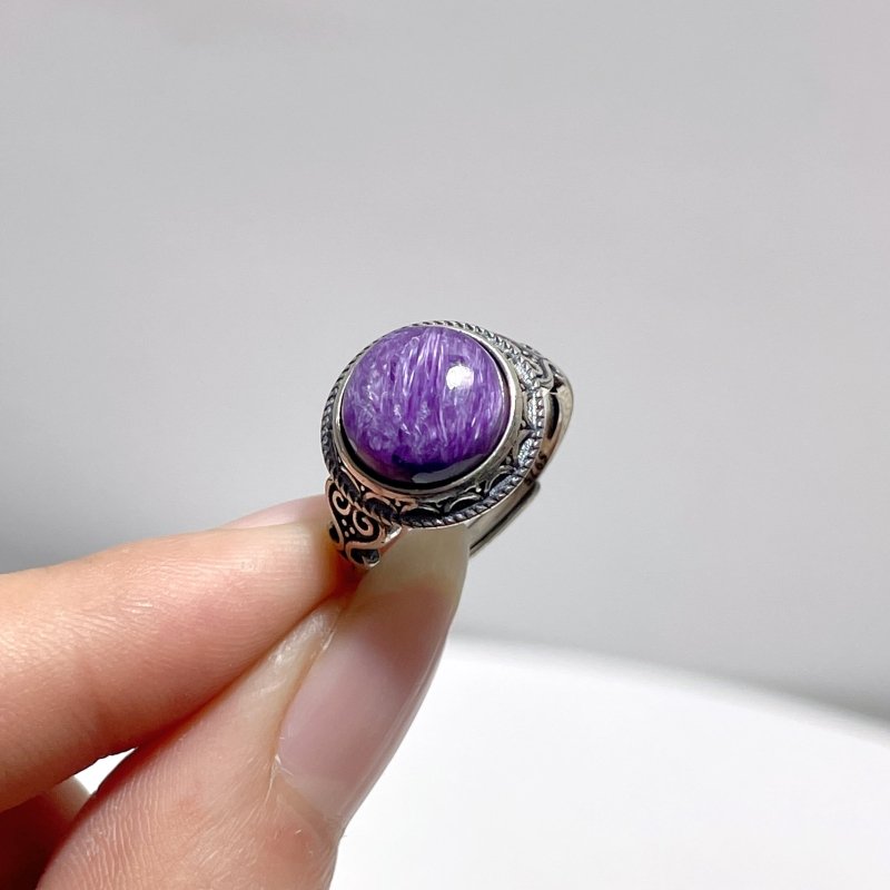 #C3 Silver Rings Wholesale Moonstone Strawberry Quartz Malachite Sunstone Charoite Citrine - Wholesale Crystals