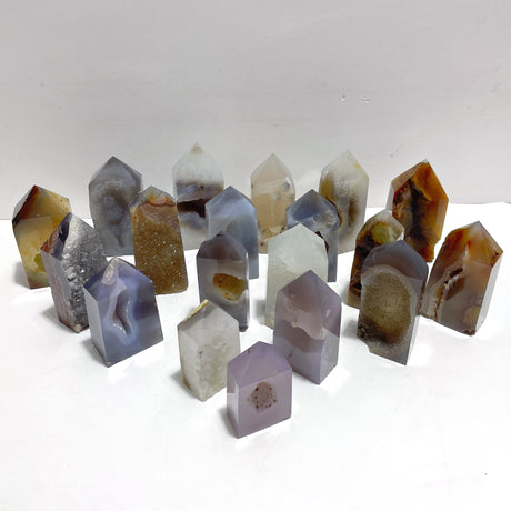 19 Pieces Beautiful Geode Druzy Agate Four-sided Tower Point