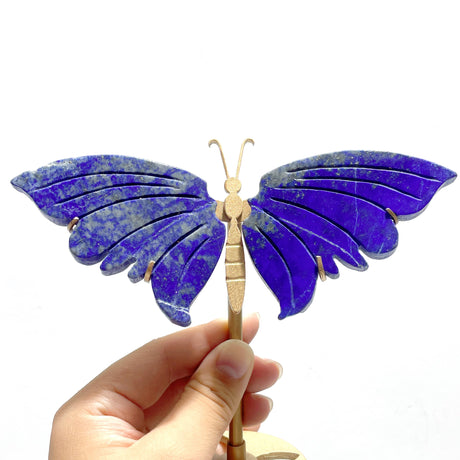 4 Pairs Small Lapis Lazuli Butterfly Wing Carving With Stand