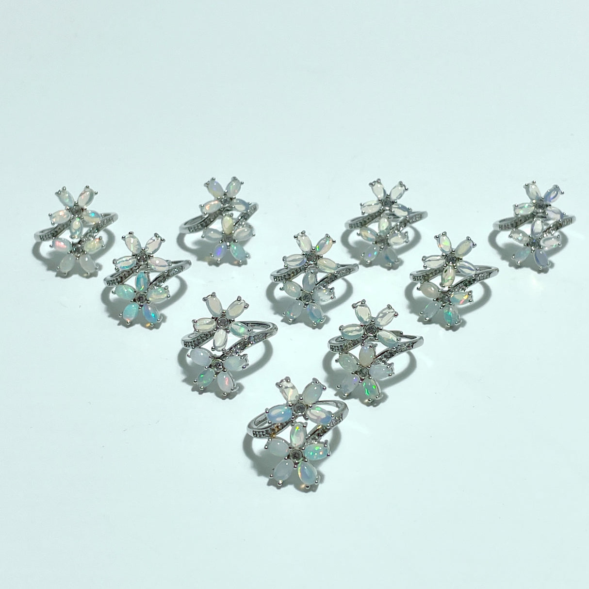 Beautiful Natural Opal Rings Flower Shape Wholesale