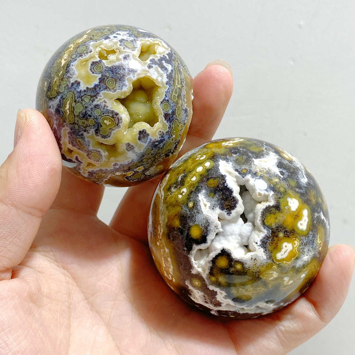 19 Pieces Geode Druzy 8th Vein Ocean Jasper Spheres