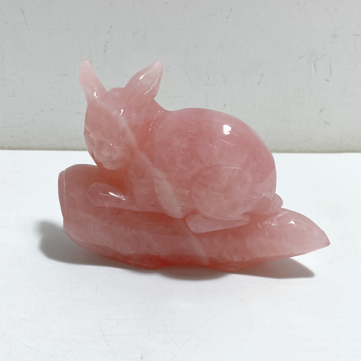 Beautiful Rose Quartz Rabbit Carving