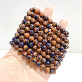 8MM Blue Mixed Gold Sandstone Bracelets Wholesale