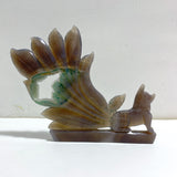Beautiful Geode Druzy Agate Nine-tailed Fox Carving #9