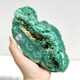 Unique Malachite Raw Bottom With Stand