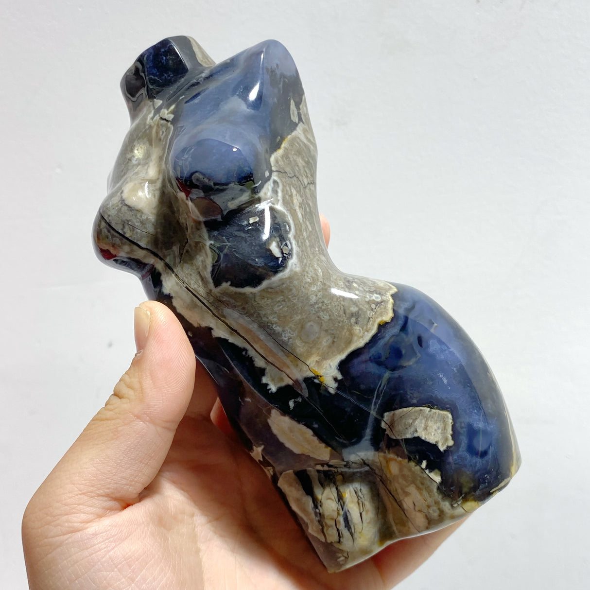 4 Pieces Volcano Agate Goddess Carving (UV-Reactive)