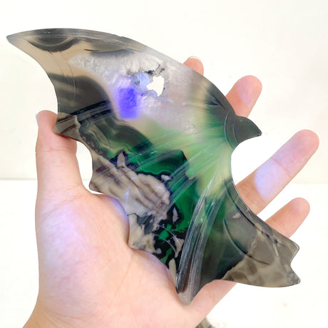 Unique Volcano Agate Bat Wing With Stand (UV-Reactive)