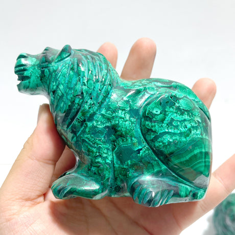 4 Pieces Malachite Lion Carving