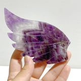 Chevron Amethyst Heart Wing Carving With Stand - Wholesale Crystals