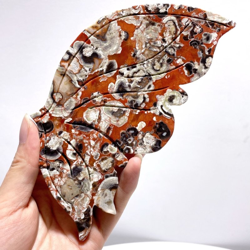 Colorful Jasper Butterfly Wing Carving With Stand - Wholesale Crystals