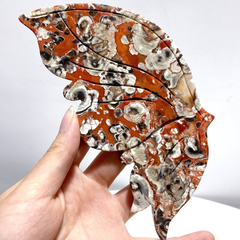 Colorful Jasper Butterfly Wing Carving With Stand - Wholesale Crystals