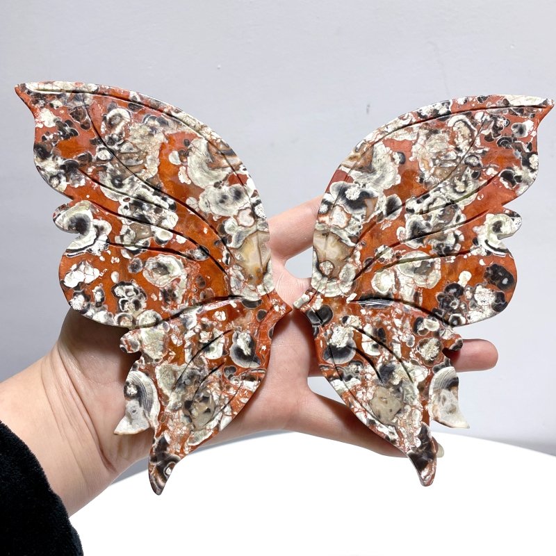 Colorful Jasper Butterfly Wing Carving With Stand - Wholesale Crystals