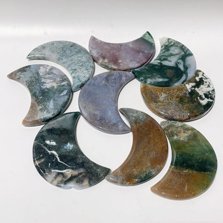 Colorful Moss Agate Moon Carving Wholesale -Wholesale Crystals