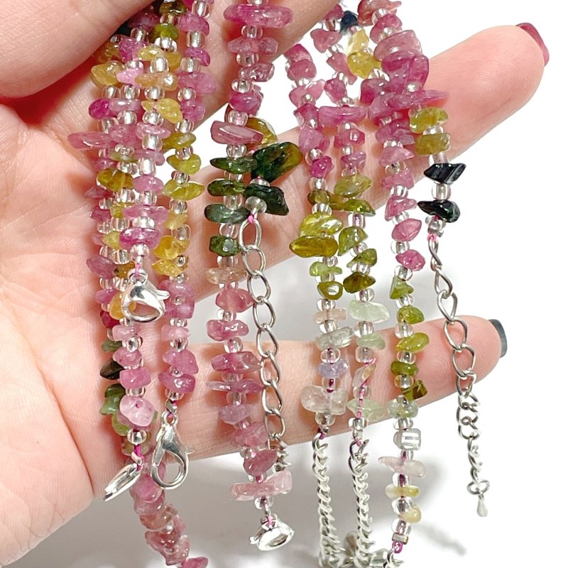 Colorful Tourmaline Gravel Chips 0.27in(7mm) Bracelet Wholesale - Wholesale Crystals