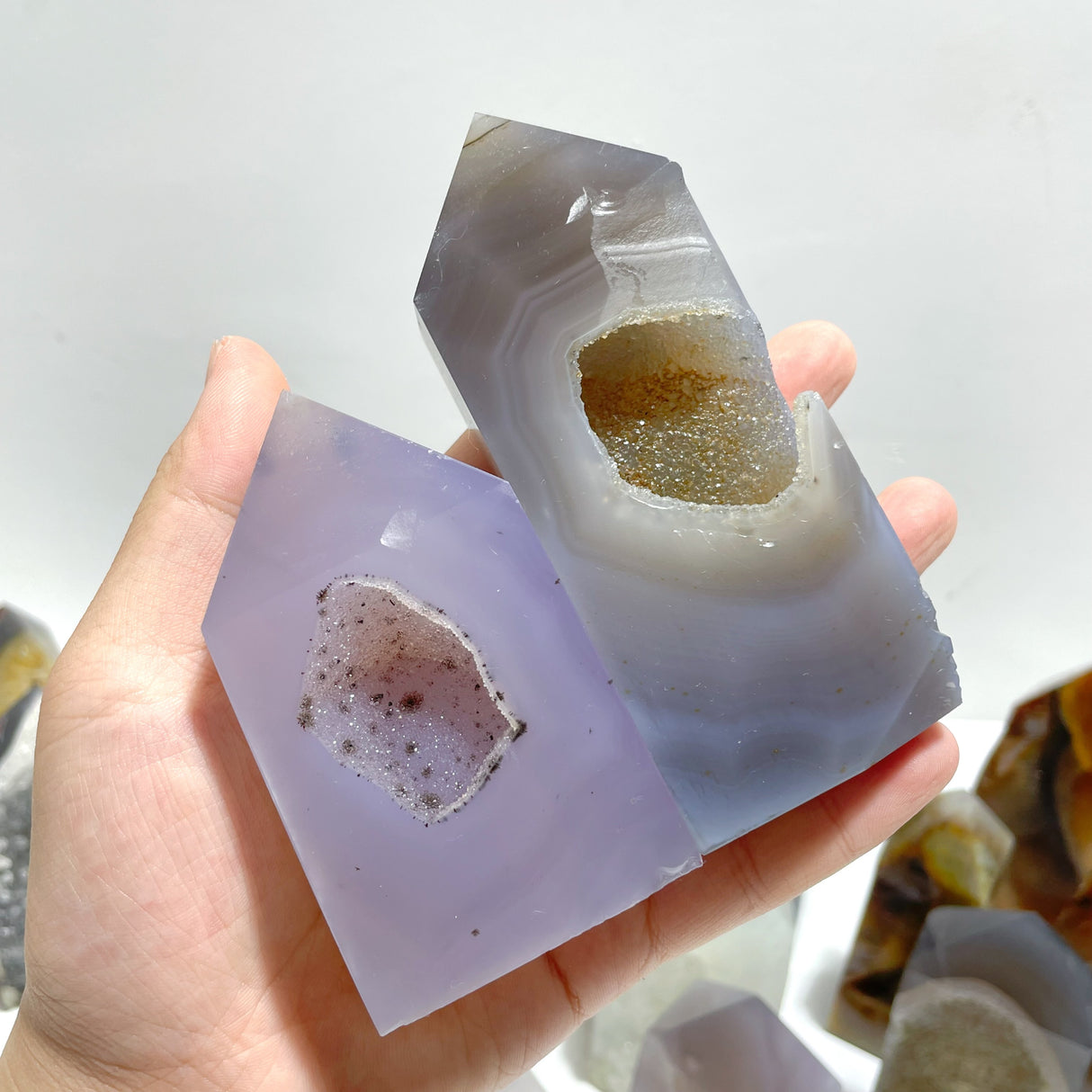 19 Pieces Beautiful Geode Druzy Agate Four-sided Tower Point