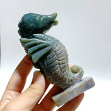 10 Pieces Moss Agate Seahorse Carving