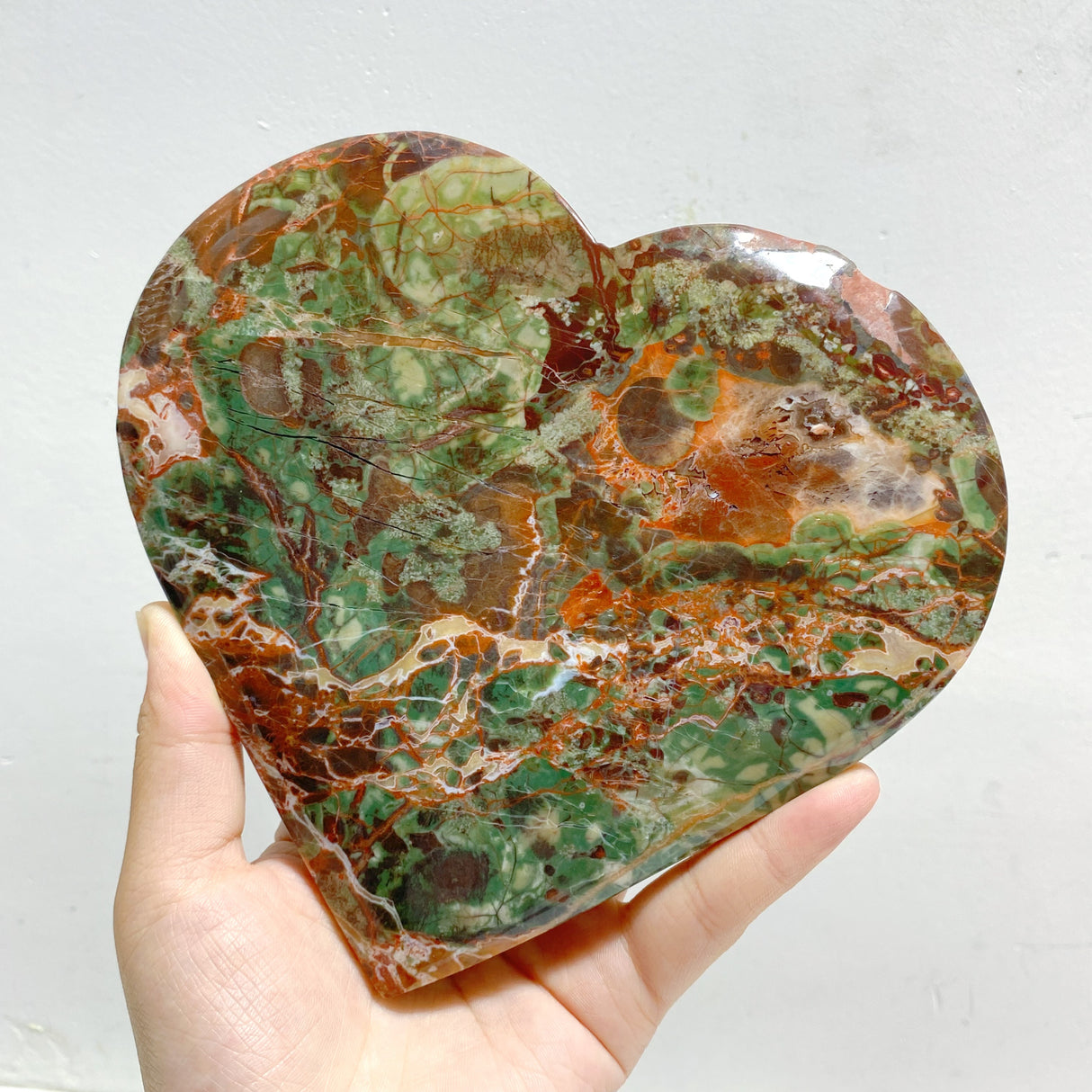 8 Pieces Large Money Agate Heart With Stand