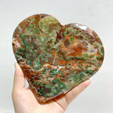 8 Pieces Large Money Agate Heart With Stand